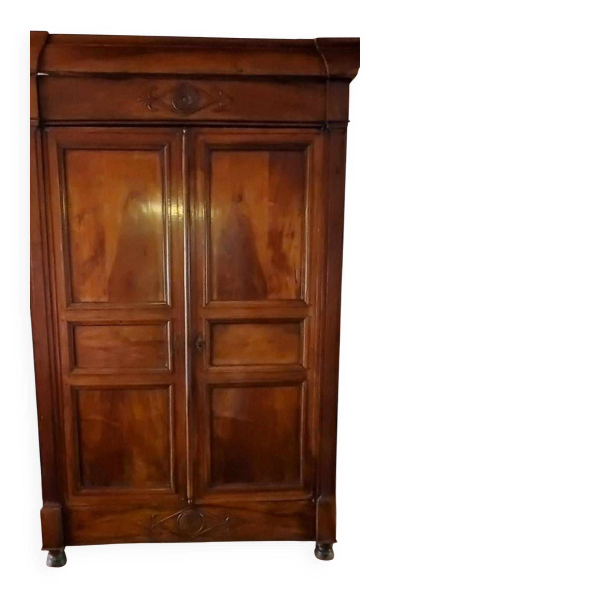 Directoire period wardrobe in solid walnut.