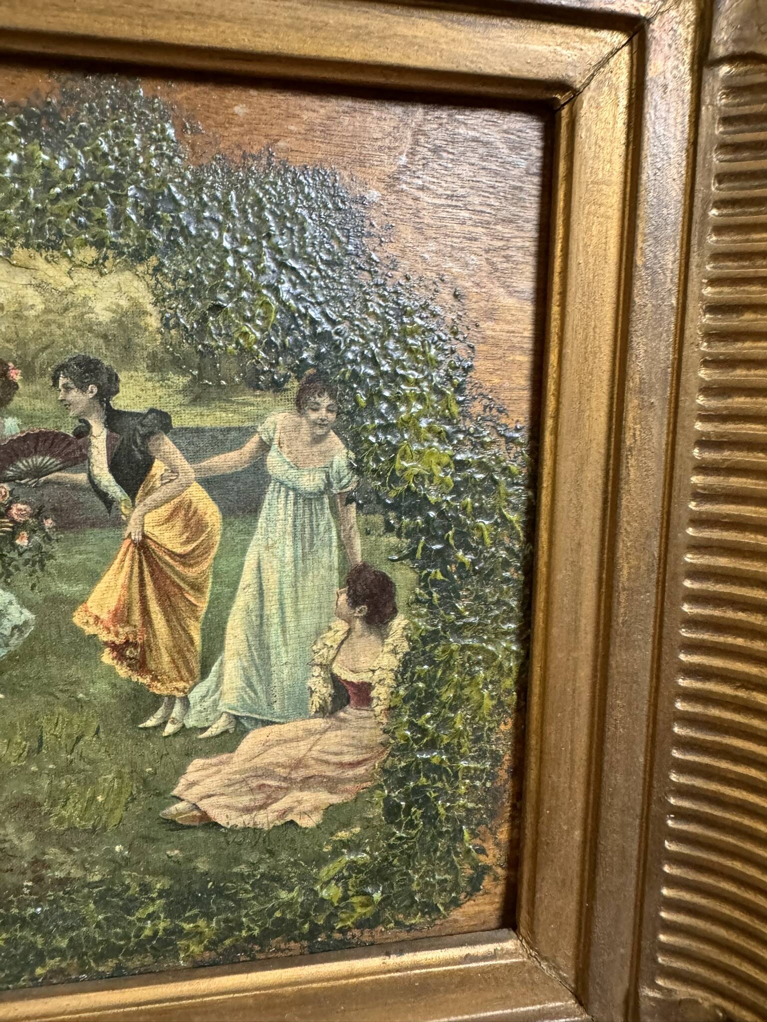 Romantic oil painting on panel from the 19th century