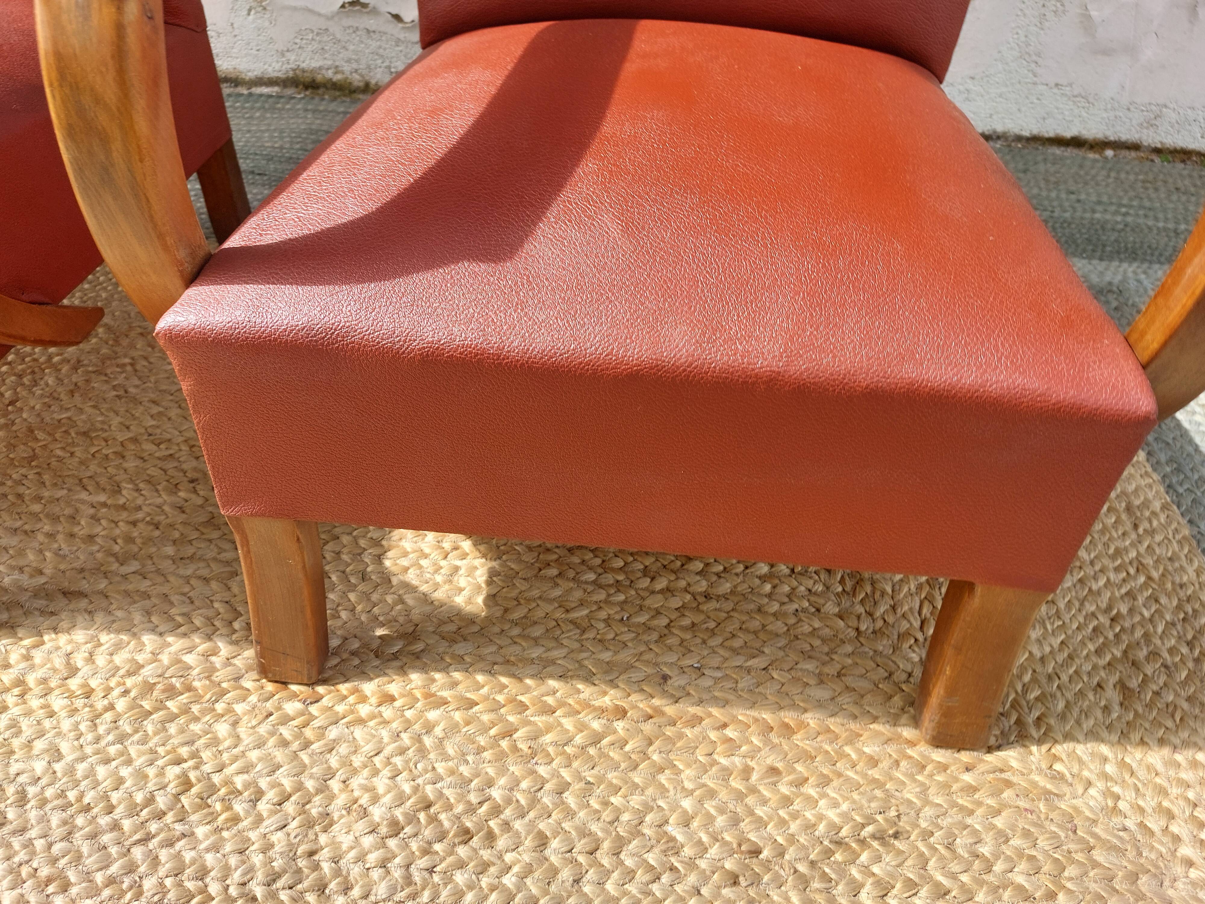 paire de fauteuils art déco, terracotta