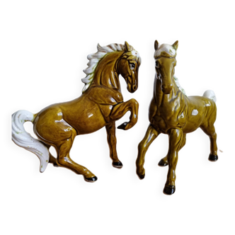 Ceramic Olive Green Horses from Japan, 1960s
