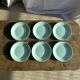 Set of 6 vintage turquoise blue dessert plates D18