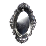 Small hollow tray, silver-plated brass cup, antique rococo style