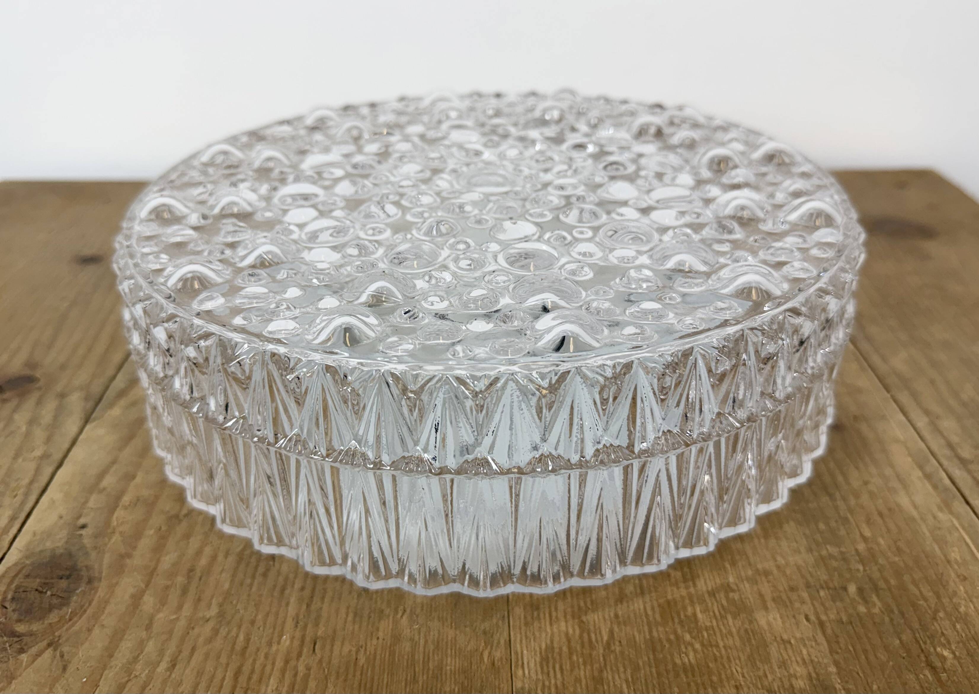 Vintage Glass Wall or Ceiling Light, 1970s