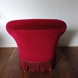 Lot de 2 fauteuils crapauds en velours rouge
