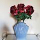 Grey ceramic art deco vase, fan shape.