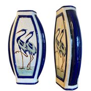 Pair of flat ceramic vases, KERALOUVE LA LOUVIERE
