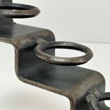 Sculptural candle holder patinated steel design 80s