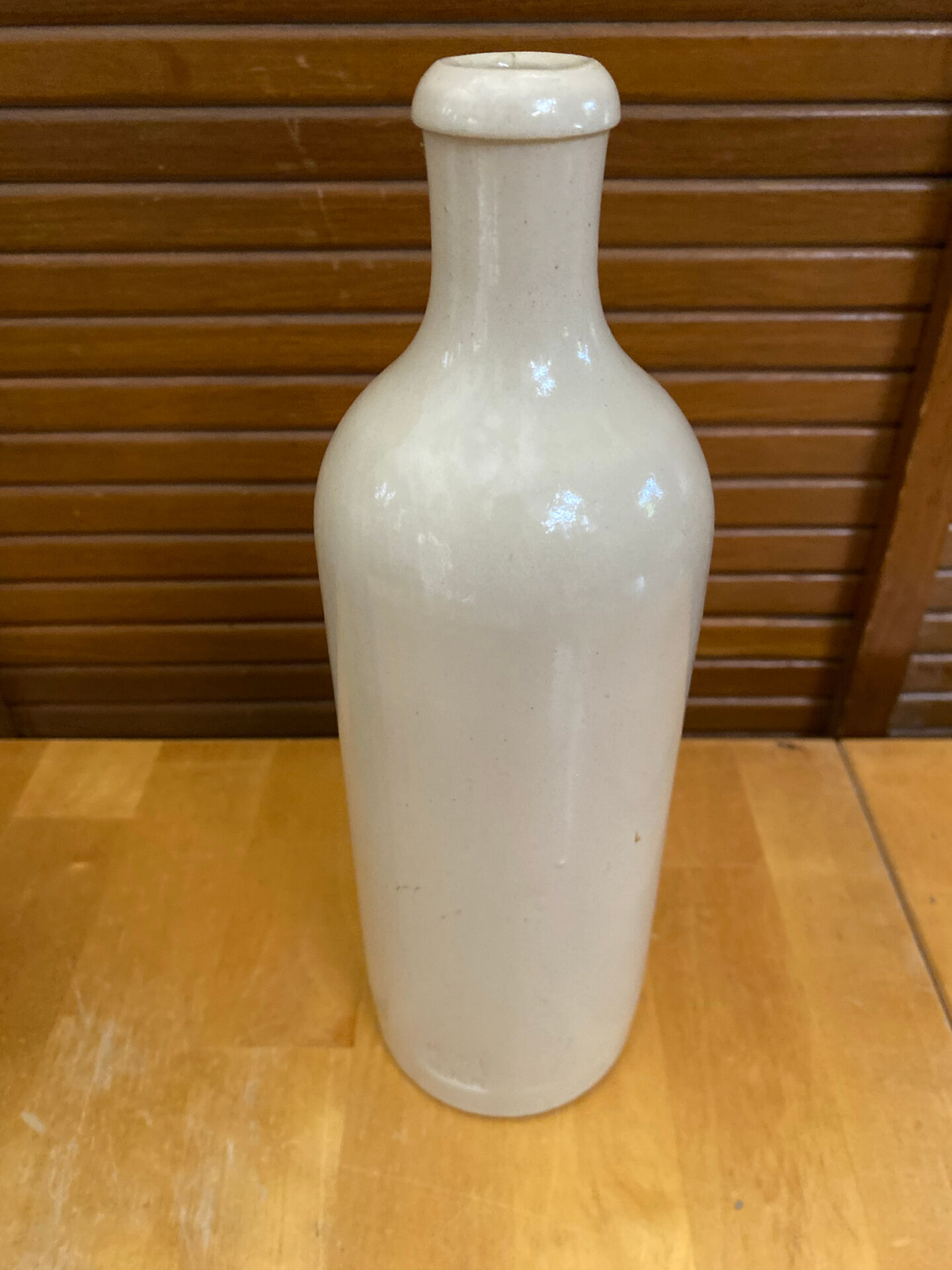 Paire ancienne bouteille mkm grès émaillé beige + blanc cuisine vintag