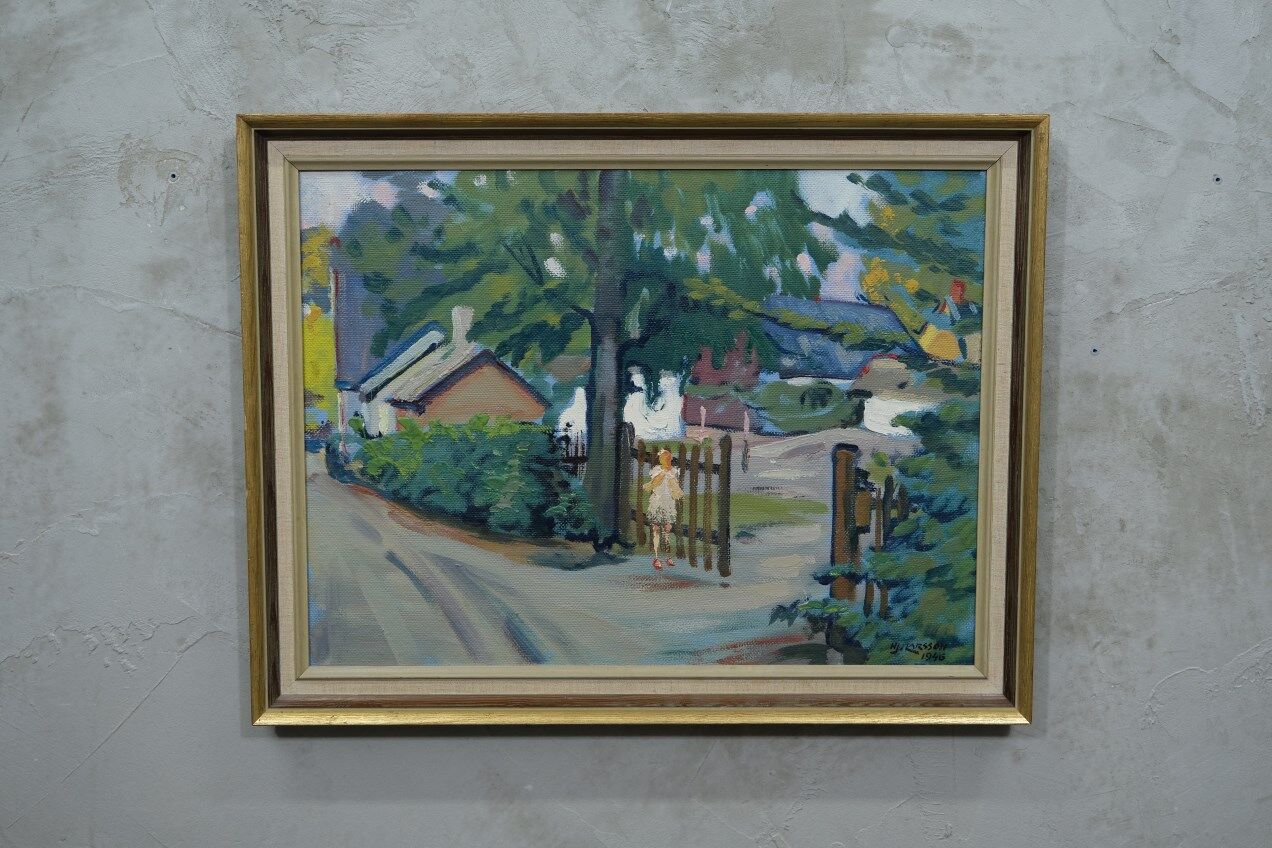 Swedish modern painting, 1946, oil on panel, framed, Hjamar Larsson