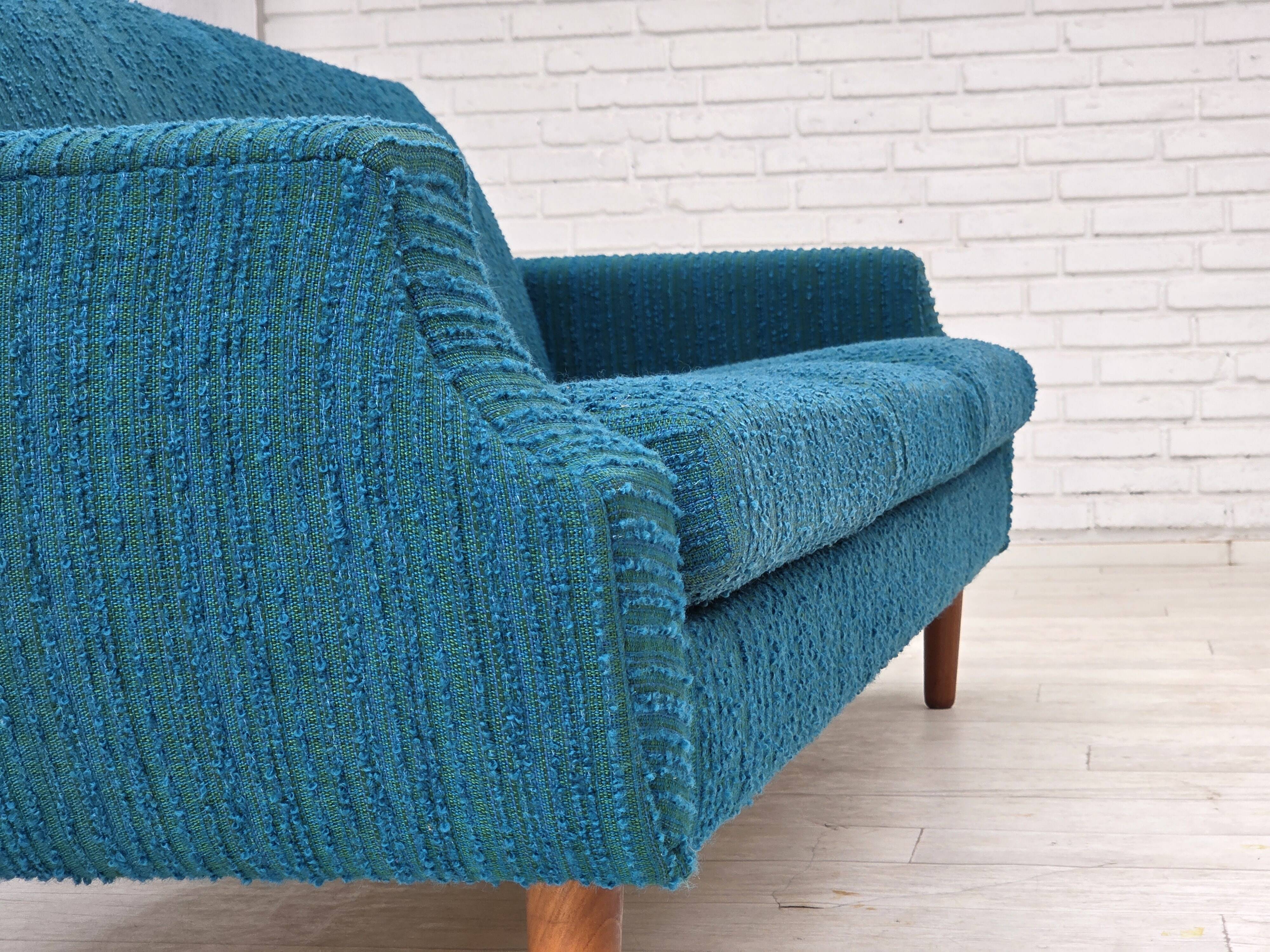 1970s, Danish 3-seater sofa, furniture wool, teak wood.