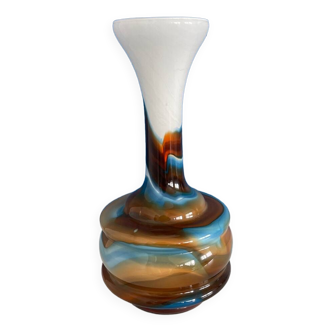 Vintage blue and brown opaline vase