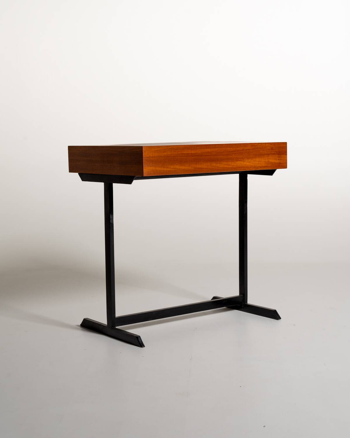 Teak and black painted metal desk, European production, 1960s