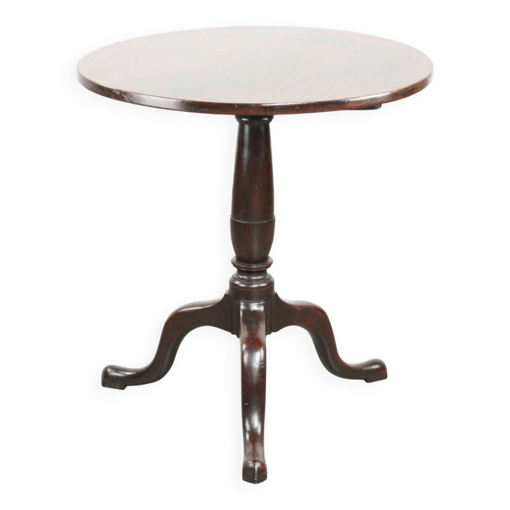 Round antique English tilt-top table/side table from the early 19th century