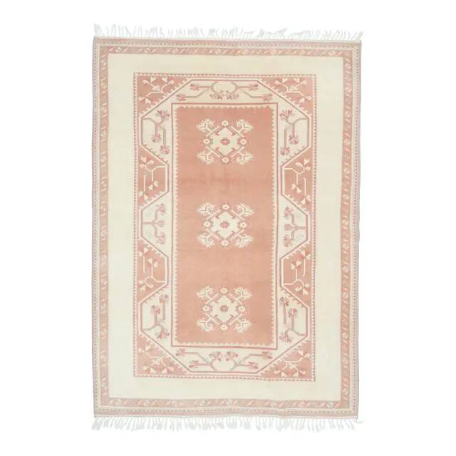 1970s Vintage Turkish Oushak Handmade Wool Cotton Brown Area Rug 166x242