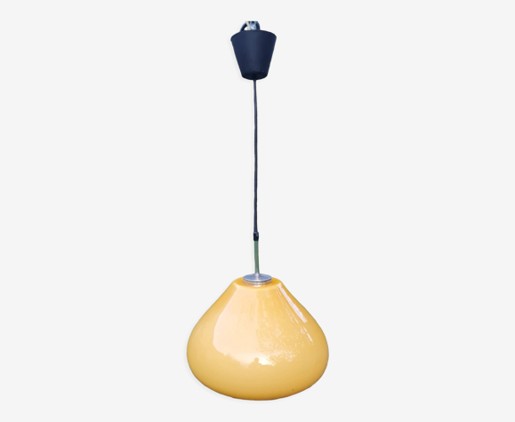 Suspension opaline vintage couleur moutarde