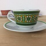 Set of 4 tea cups in colored porcelain