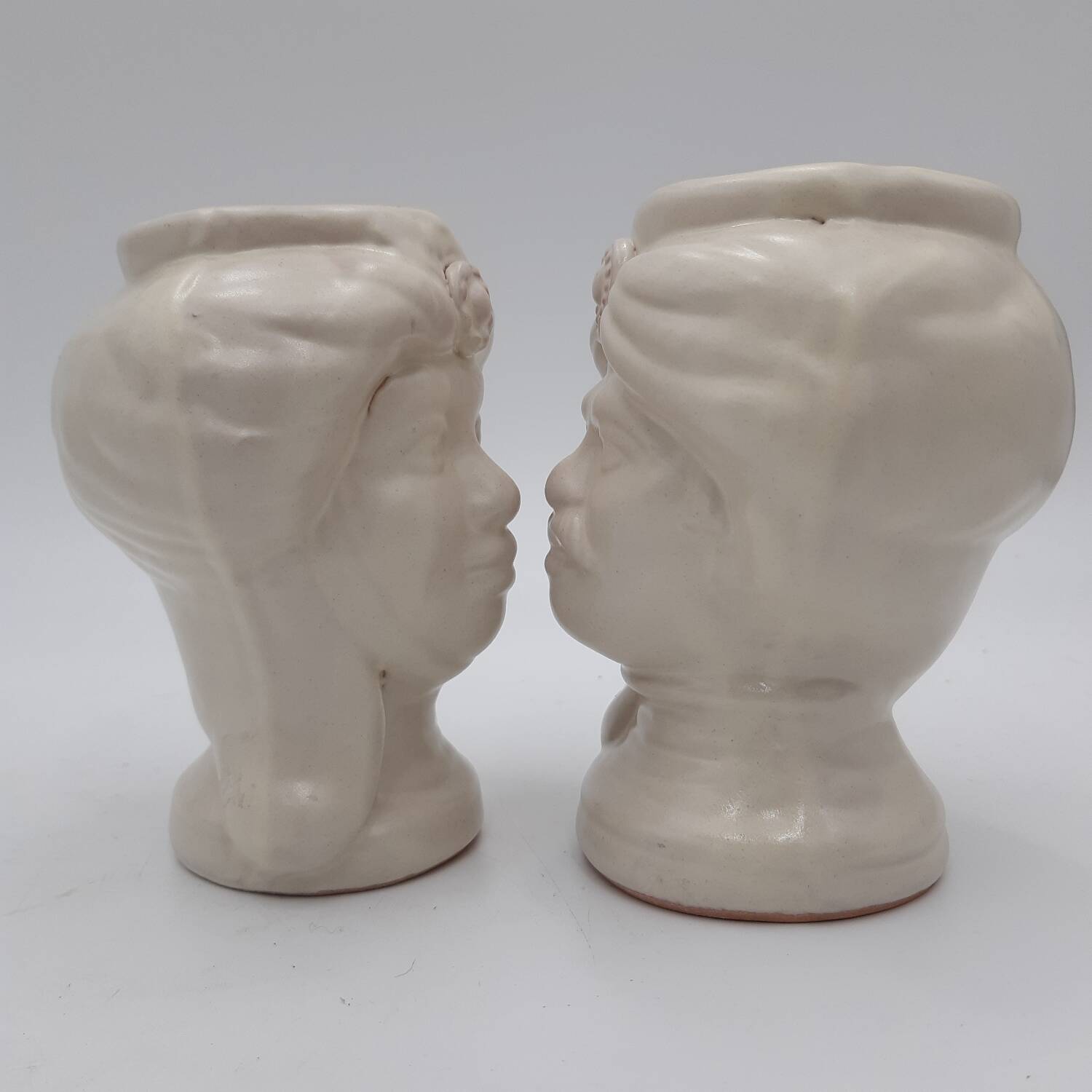 Pair of Caltagirone head vases, Italy