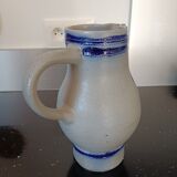 Grey and Cobalt Blue Stoneware Pitcher