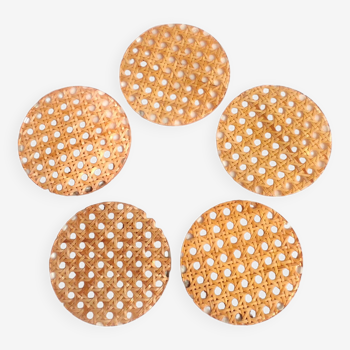 5 rattan and plexiglass coasters dlg C. Dior 70'