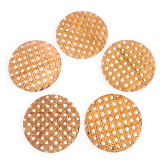 5 rattan and plexiglass coasters dlg C. Dior 70'