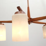 1960s ceiling light walnut opaline glass