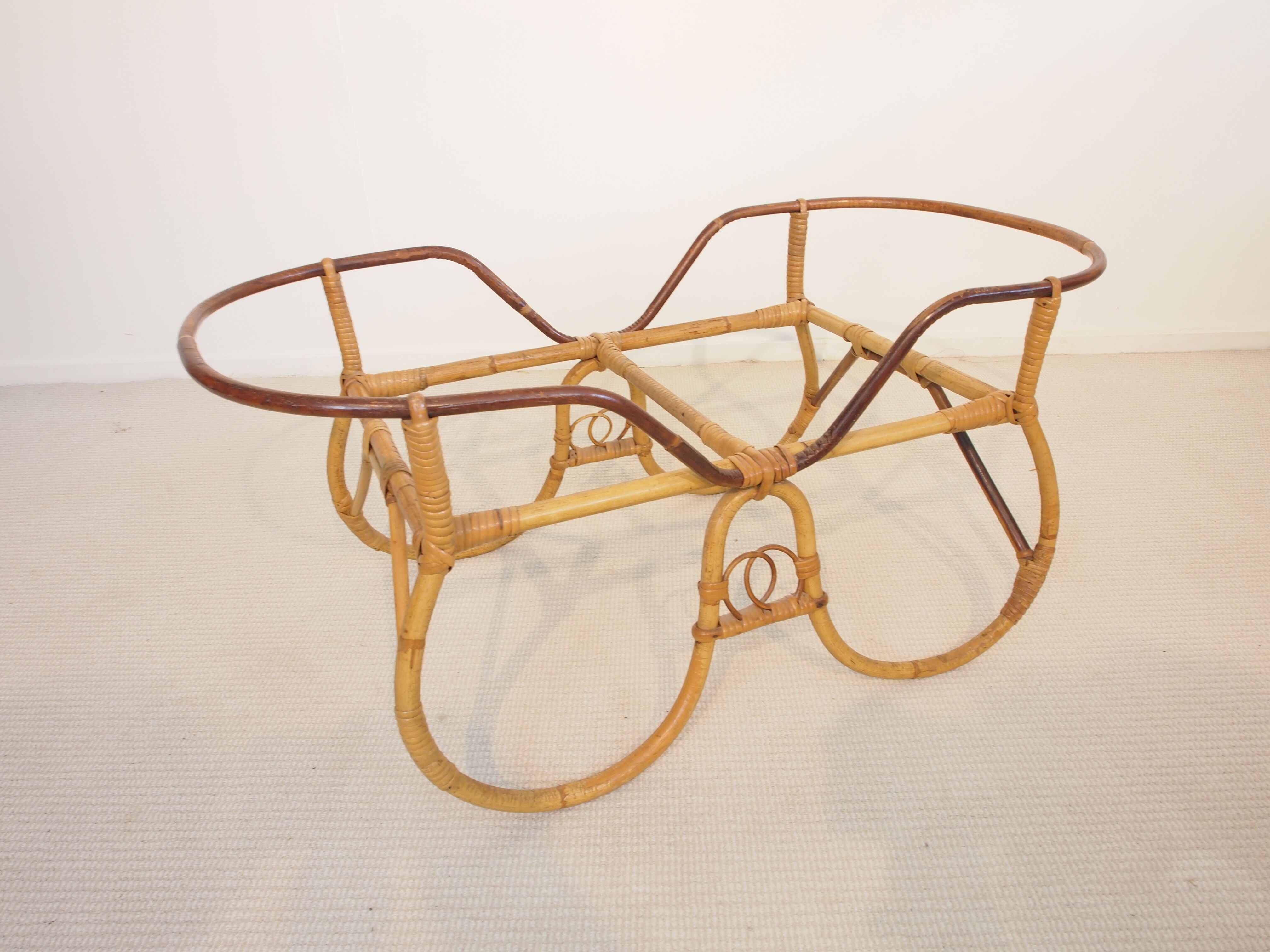 Vintage mid century rattan cradle