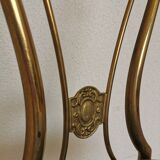 Vintage Paolo Buffa Brass Vanity Chair: Chiavari Style, Blue Fabric, 1950s