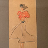 Watercolor drawing "cowgirl"