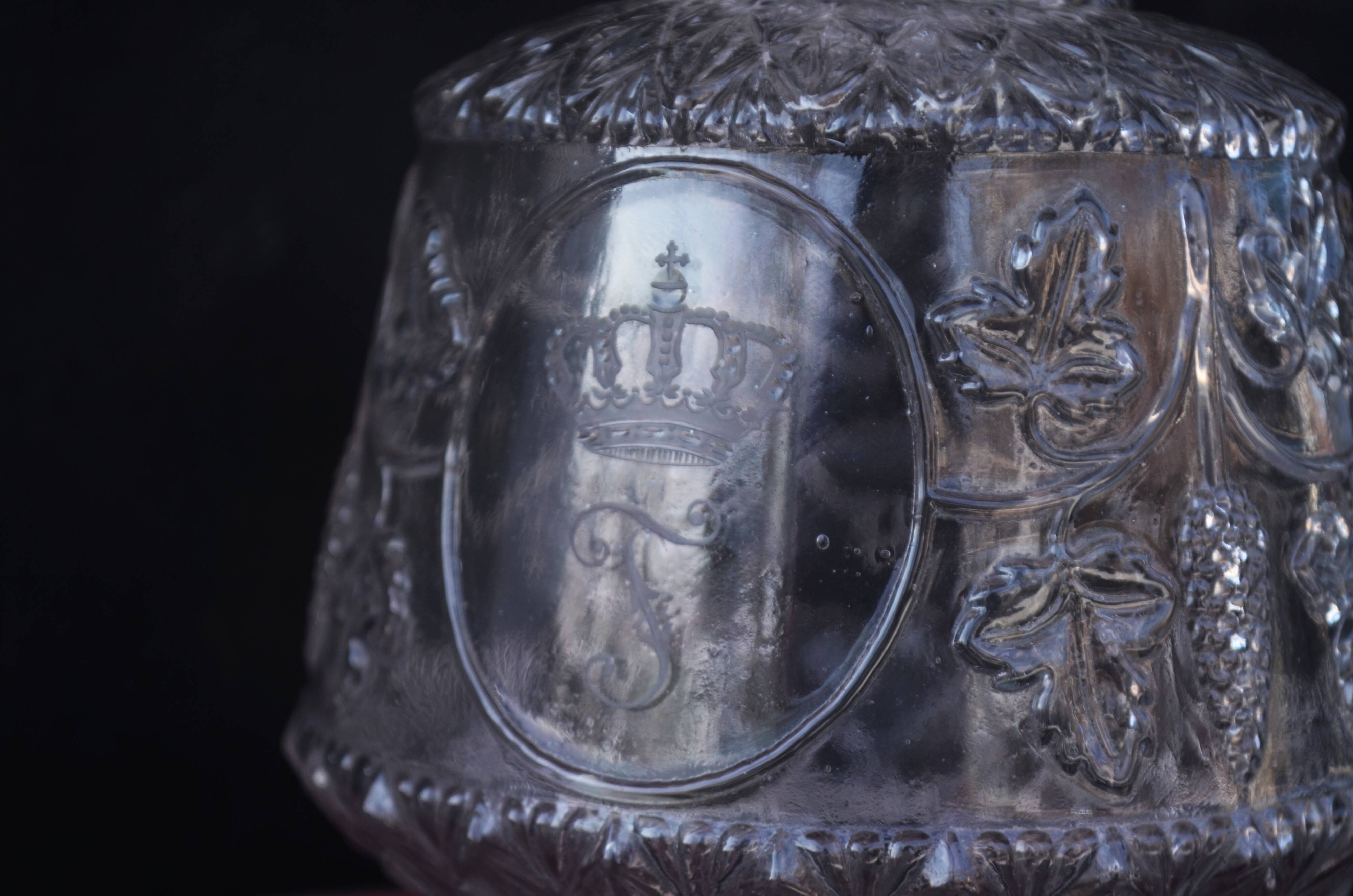 19th Century French Hand Blown Decanter with F letter engraved