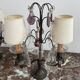 pair of chandeliers, lamp, silver-plated metal, crystal, tassels, florets, pendant, rosettes