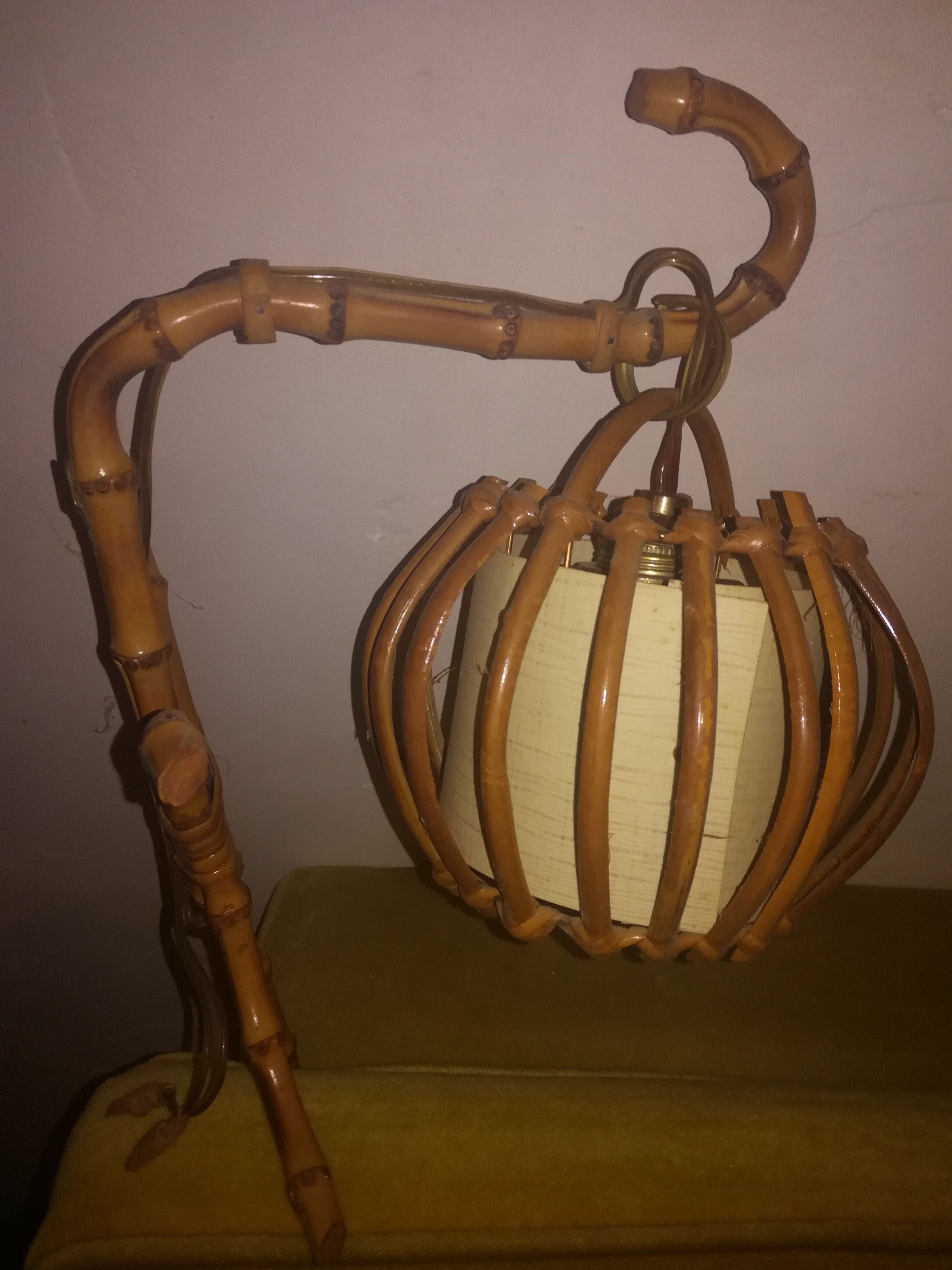 Two rattan wall lamps