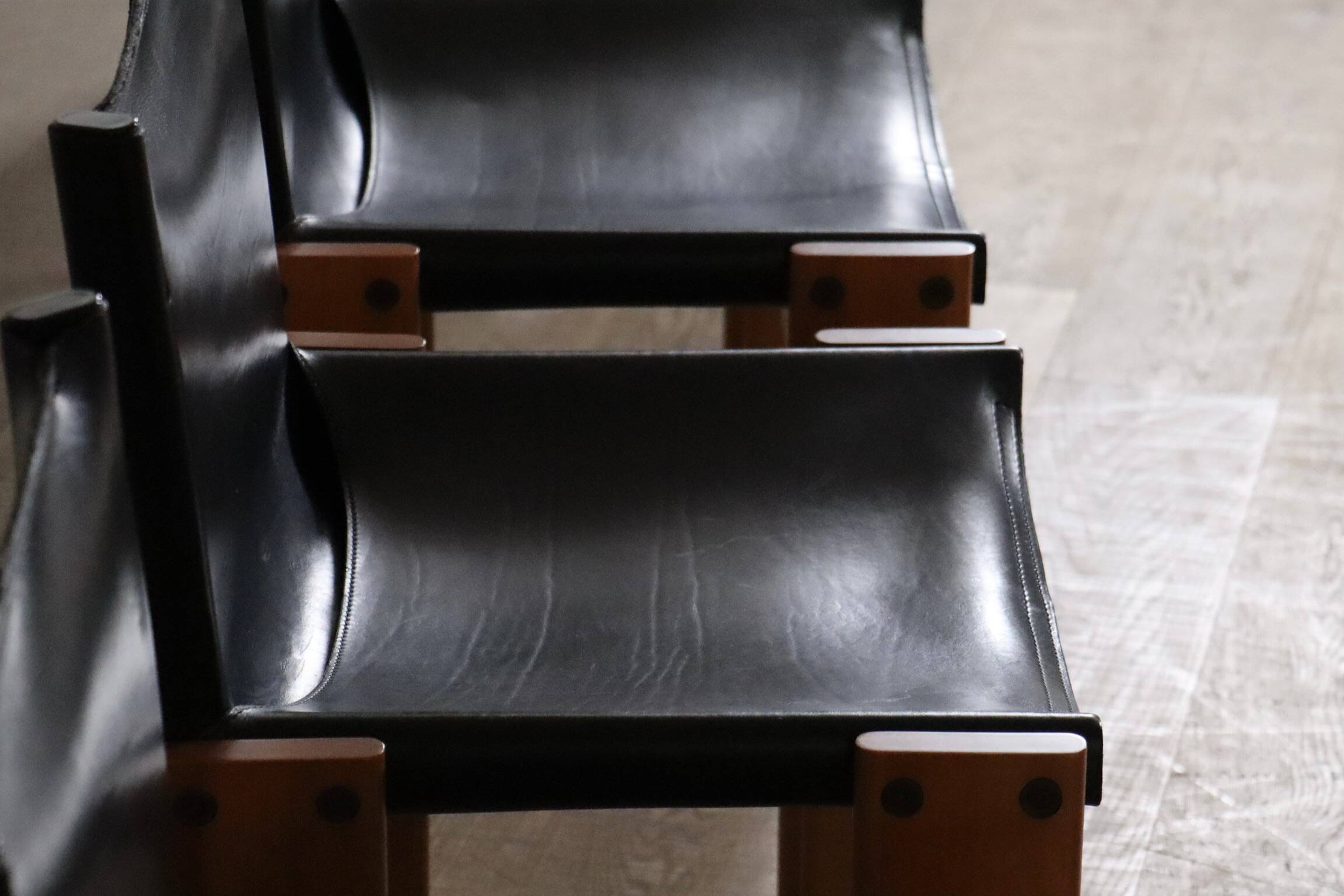 Set of 6 Monk dining chairs by Afra and Tobia Scarpa for Molteni, Italy, 1974
