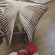 Suspension ceiling light Scandinavian wire and wood