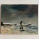 Oil on canvas surreal landscape by Serge Doceul 1988 Complicity