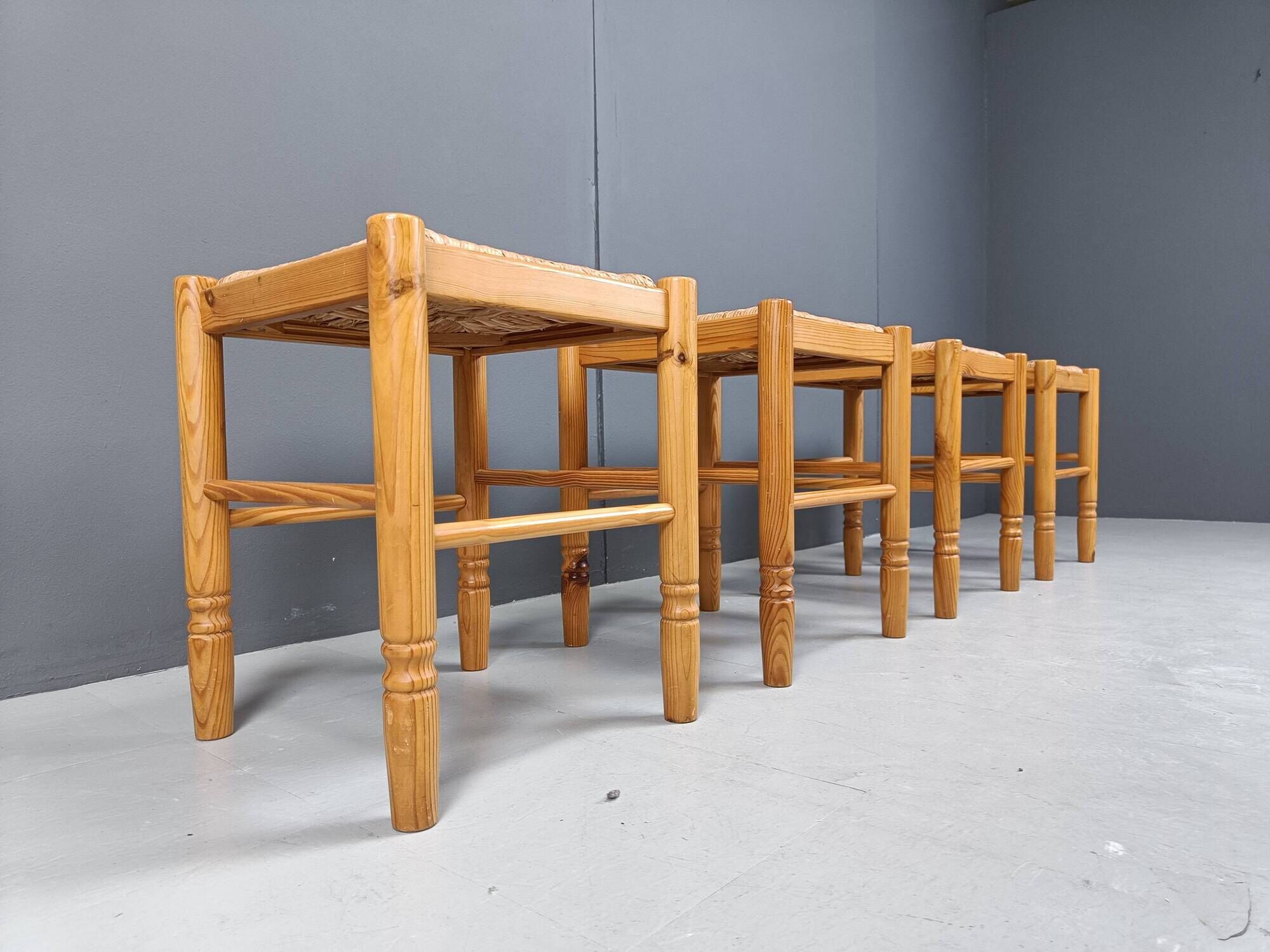 Vintage wicker stools - set of 4, 1960s