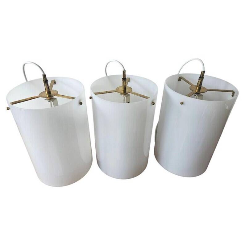 Set of Three Rare Midcentury Pendants Fog & Morup, Denmark, 1960s