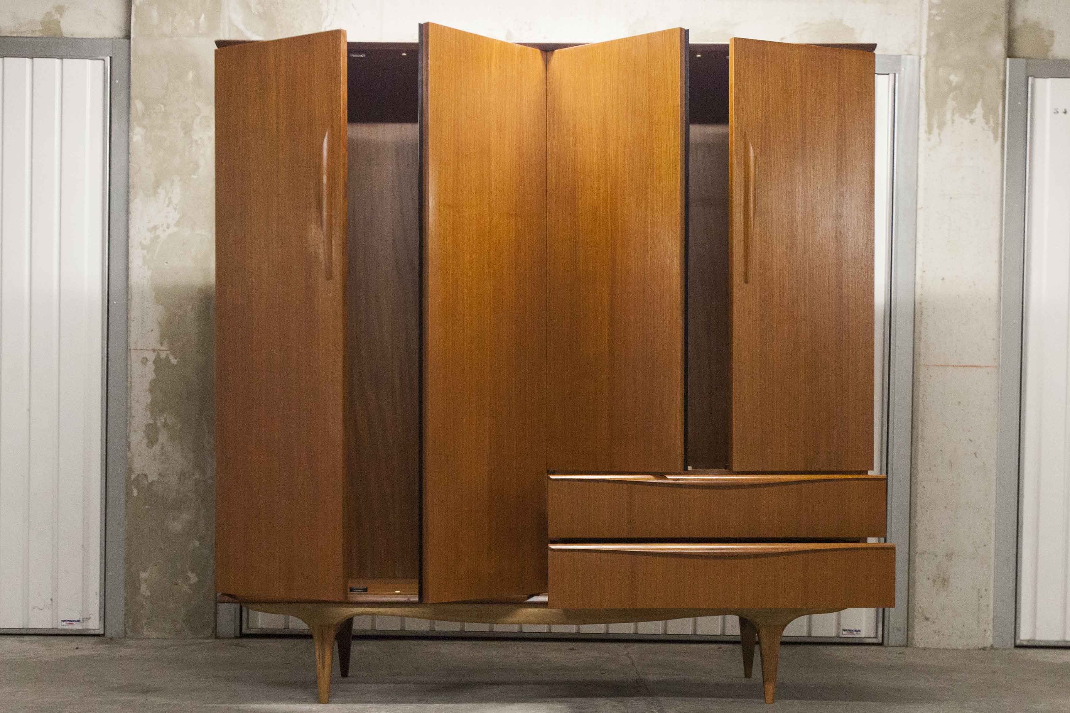 Scandinavian teak cabinet 1960 with mounting plan