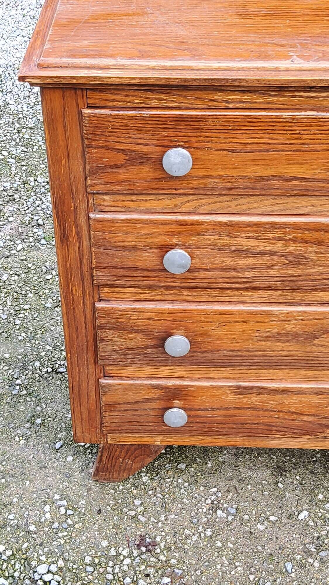 Vintage oak chest of drawers from the 50s compass feet 4 drawers