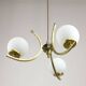 Mid-Century Italian Brass and Opaline Chandelier