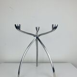 Space Age tripod candle holder by De Bijenkorf in aluminum, 1970s