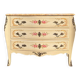 Curved Louis XV style commode in marble with painted floral decoration.