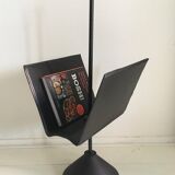 Minimalist Black Italian Magazine Rack by Porada Arredi, 1980s