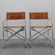 1970s pair of Italian folding chairs with leatherette upholstery