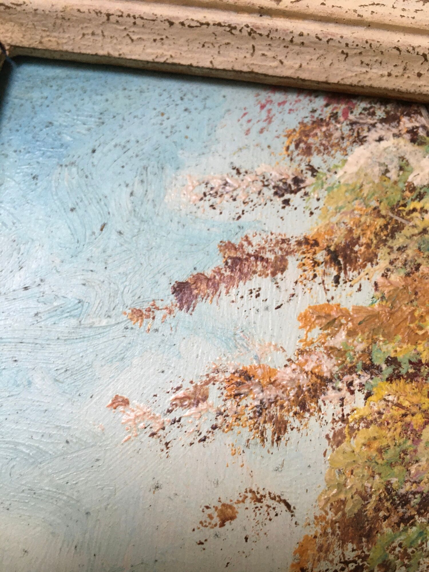 Painting Oil on Wood Bucolic Landscape Signed Louis Andrey