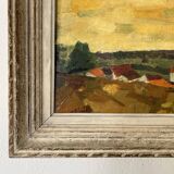 Tableau "Village" M.Bellini, Huile sur Panneau signé