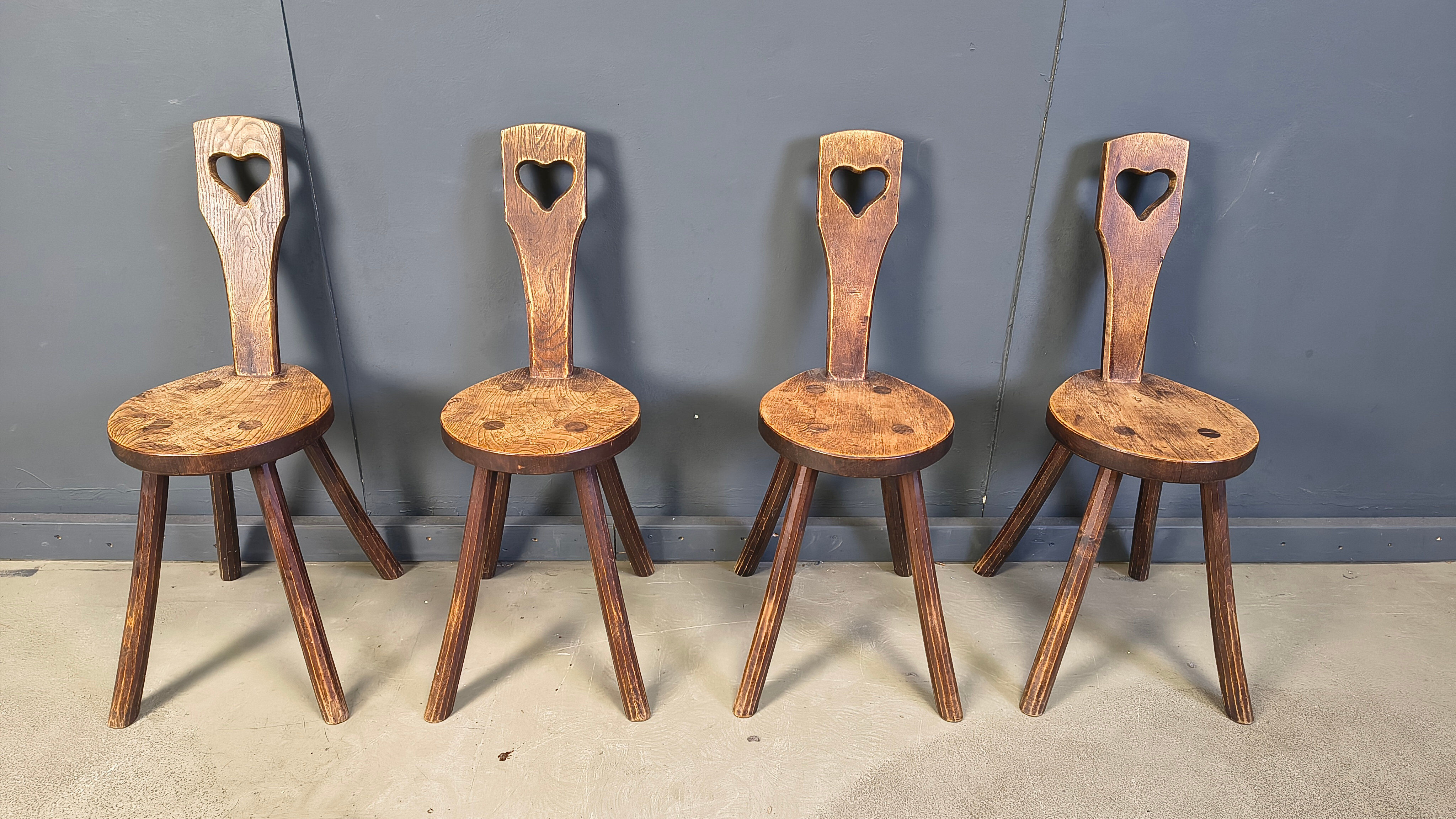 Vintage brutalist heart shaped chairs, 1960s