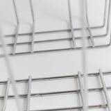 Vintage chrome-plated metal basket in Space Age 1980s design – silver storage for magazines, throws, 37x42x34 cm