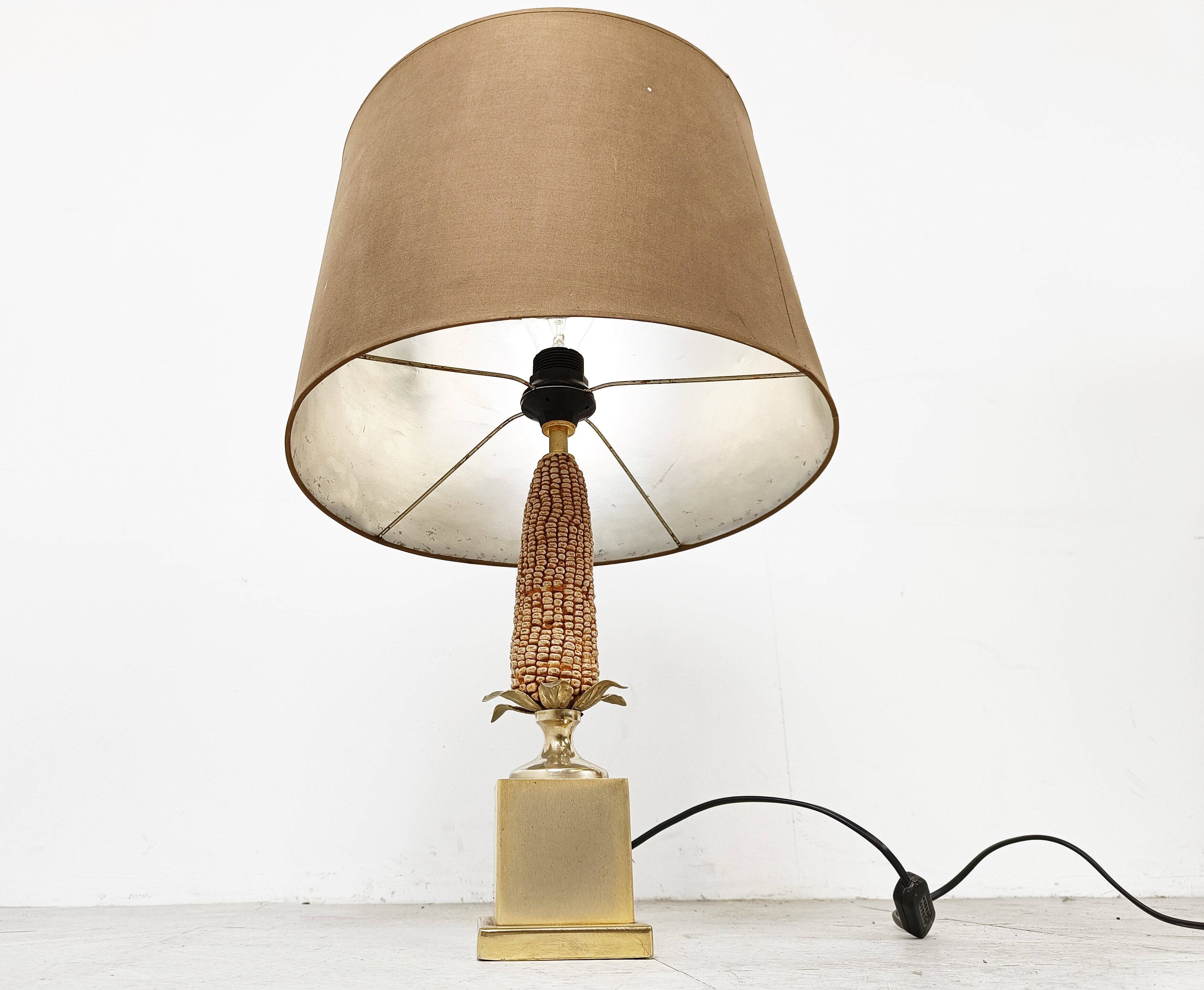 Vintage French corn table lamp, 1970s