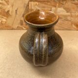 Old fontgombault pitcher vintage brown stoneware