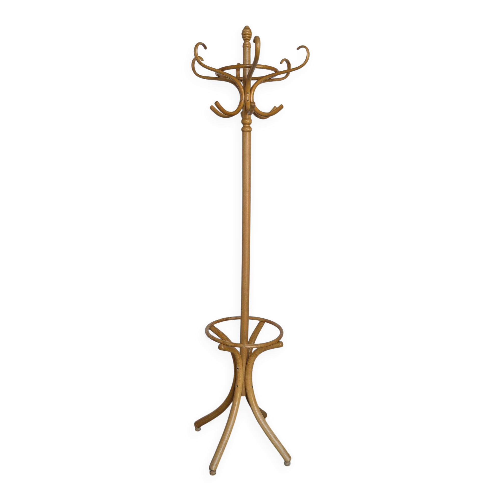 Porte-manteau en bois cintré vintage dans le style Thonet, porte-manteau des années 50